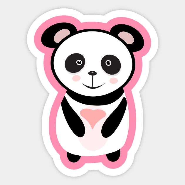 Panda holding love heart Sticker by Abdydesigns